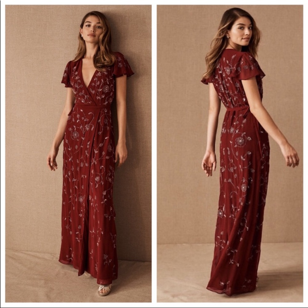 New Anthropologie BHLDN Red Plymouth Wrap Dress size 10